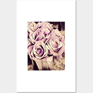 lilac living, lilac purse, light purple bedding, light purple flowers, light purple roses, lilac roses Posters and Art